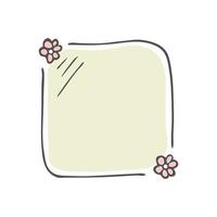 Square doodle frame with varied simple flowers. Hand drawn wreath vector