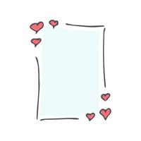 Vertical rectangle doodle frame with varied simple small hearts vector