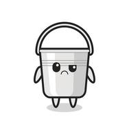 the mascot of the metal bucket with sceptical face vector