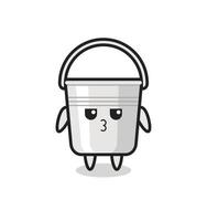 the bored expression of cute metal bucket characters vector