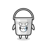 evil expression of the metal bucket cute mascot character vector