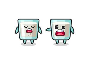 illustration of the argue between two cute milk characters vector