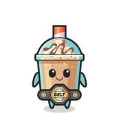 the MMA fighter milkshake mascot with a belt vector