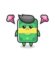 annoyed expression of the cute money cartoon character vector