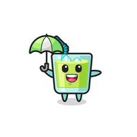 cute melon juice illustration holding an umbrella vector