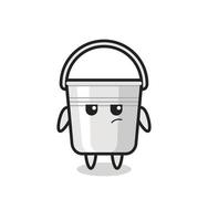 cute metal bucket character with suspicious expression vector