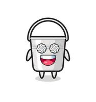 cute metal bucket character with hypnotized eyes vector