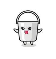 naughty metal bucket character in mocking pose vector