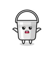 metal bucket mascot character saying I do not know vector