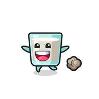the happy milk cartoon with running pose vector