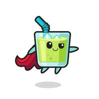 cute melon juice superhero character is flying vector