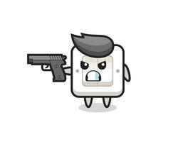 the cute light switch character shoot with a gun vector