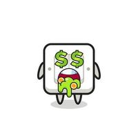 light switch character with an expression of crazy about money vector