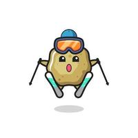 loose stools mascot character as a ski player vector