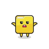 folder mascot character saying I do not know vector