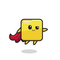 cute folder superhero character is flying vector