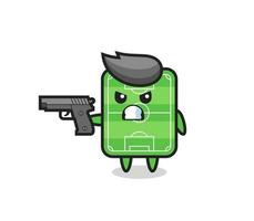 the cute football field character shoot with a gun vector