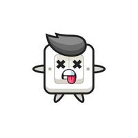 character of the cute light switch with dead pose vector