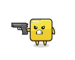 the cute folder character shoot with a gun