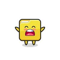 cute folder mascot with a yawn expression vector