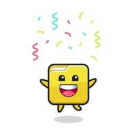 happy folder mascot jumping for congratulation with colour confetti vector