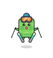 football field mascot character as a ski player vector