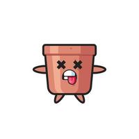 character of the cute flowerpot with dead pose vector