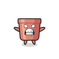 wrathful expression of the flowerpot mascot character vector