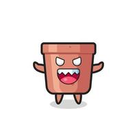 illustration of evil flowerpot mascot character vector