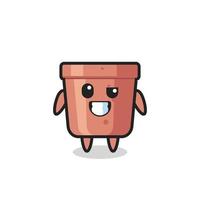 cute flowerpot mascot with an optimistic face vector