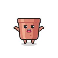 flowerpot mascot character saying I do not know vector