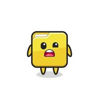 the shocked face of the cute folder mascot vector