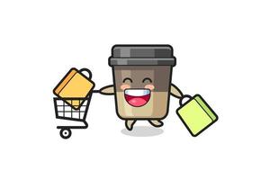 black Friday illustration with cute coffee cup mascot vector