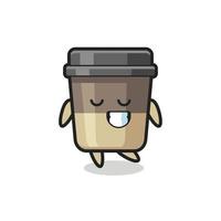 coffee cup cartoon illustration with a shy expression vector