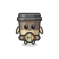 the MMA fighter coffee cup mascot with a belt vector