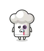 injured chef hat character with a bruised face vector