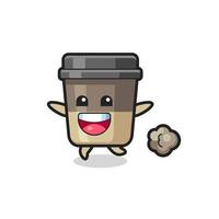 the happy coffee cup cartoon with running pose vector