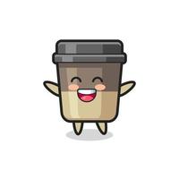 personaje de dibujos animados de taza de café de bebé feliz vector