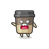 cute coffee cup cartoon in a very angry pose vector