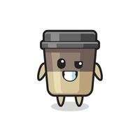 cute coffee cup mascot with an optimistic face vector