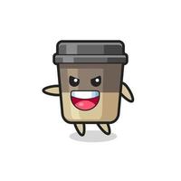 coffee cup cartoon with very excited pose vector