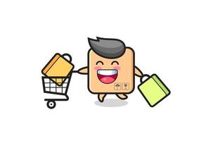 black Friday illustration with cute cardboard box mascot vector