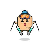 cardboard box mascot character as a ski player vector