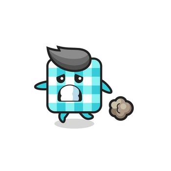 Ilustración del mantel a cuadros corriendo con miedo vector