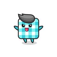 naughty checkered tablecloth character in mocking pose vector