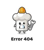 error 404 con la mascota linda del gorro de cocinero vector