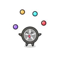 the car wheel circus cartoon juggling a ball vector