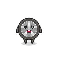 disappointed expression of the car wheel cartoon vector