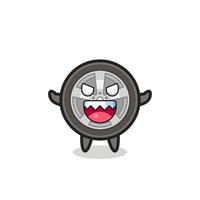 illustration of evil car wheel mascot character vector