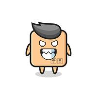 evil expression of the cardboard box cute mascot character vector